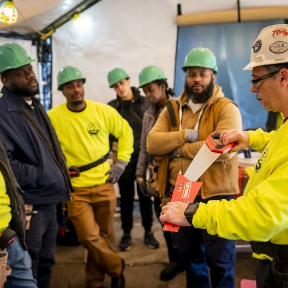 Group of Rebuild Carpentry Academy Students with instructor